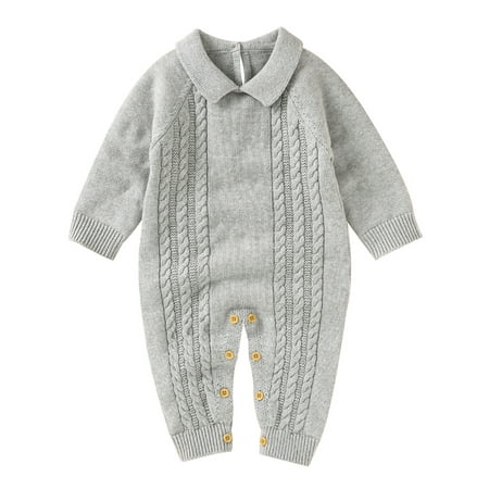 Canrulo Infant Baby Boy Girl Solid Color Turn-Down Neck Long Sleeves Knitted Rompers Light Gray 12-18 Months
Canrulo Infant Baby Boy Girl Solid Color Turn-Down Neck Long Sleeves Knitted Rompers Light Gray 12-18 Months