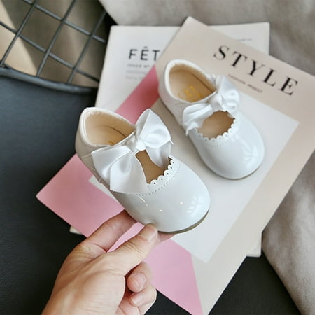 Bow Solid Color Leather Shoes Baby Girls Shiny Wedding Party Patent Flat Shoes White 23
Bow Solid Color Leather Shoes Baby Girls Shiny Wedding Party Patent Flat Shoes White 23
