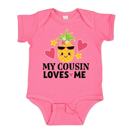 Inktastic My Cousin Loves Me Pineapple Gift Baby Girl Bodysuit