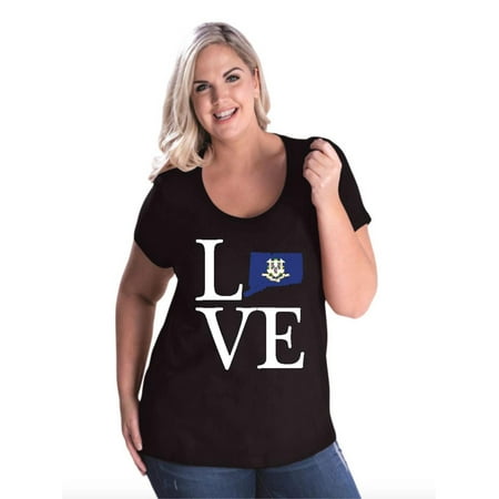 Love Connecticut Women Curvy Plus Size Scoopneck Tee