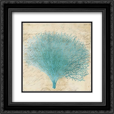 Blue Coral III 2x Matted 20x20 Black Ornate Framed Art Print by PI Studio