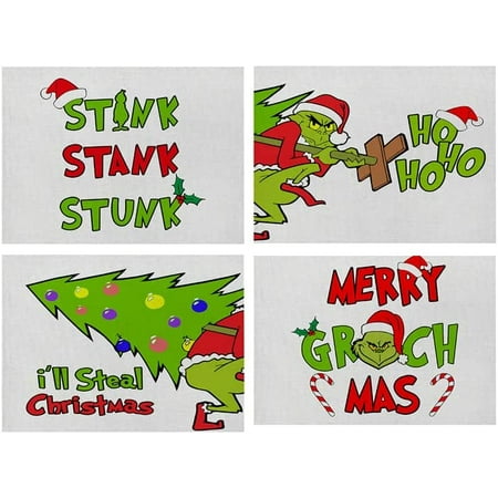 JOOCAR Christmas Placemats 18x12 Inches Green Red Christmas Grinch Christmas Tree Christmas Hats Christmas Placemats for Home Table Holiday Decoration Rectangular Placemats Set of 4
JOOCAR Christmas Placemats 18x12 Inches Green Red Christmas Grinch Christmas Tree Christmas Hats Christmas Placemats for Home Table Holiday Decoration Rectangular Placemats Set of 4