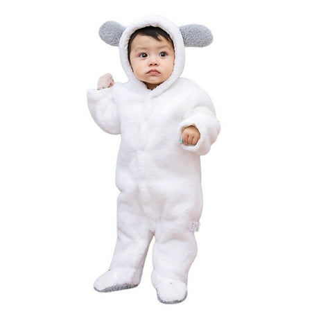 Footed Boys Hooded Baby Rabbit Ears Jumpsuit Girls Romper Coat Girls Coat&jacket