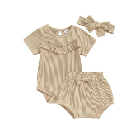 Qtinghua Newborn Baby Girls Summer Outfits Solid Color Rib Ruffles Short Sleeve Rompers Shorts Headband 3Pcs Clothes
Qtinghua Newborn Baby Girls Summer Outfits Solid Color Rib Ruffles Short Sleeve Rompers Shorts Headband 3Pcs Clothes