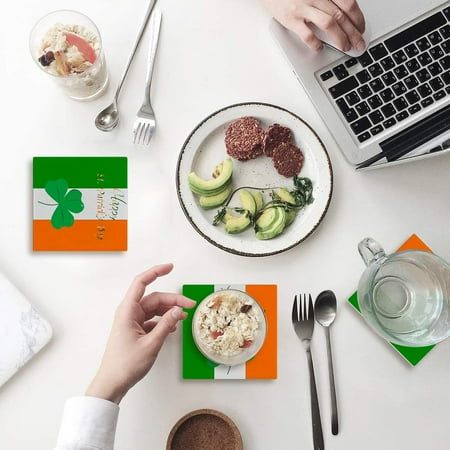 FMSHPON Happy St. Patrick s Day Clover Flag Set of 4 Coaster for Drinks Absorbent Ceramic Stone Coasters Cup Mat with Cork Base for Home Kitchen Room Coffee Table Bar Decor
FMSHPON Happy St. Patrick s Day Clover Flag Set of 4 Coaster for Drinks Absorbent Ceramic Stone Coasters Cup Mat with Cork Base for Home Kitchen Room Coffee Table Bar Decor