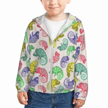 Vsdgher Colorful Pattern With Cute Chameleons Kids Sun Protection Hoodie with Zip Rash Guard Tops Children s Long Sleeve Sun Protection Clothing -
Vsdgher Colorful Pattern With Cute Chameleons Kids Sun Protection Hoodie with Zip Rash Guard Tops Children s Long Sleeve Sun Protection Clothing -