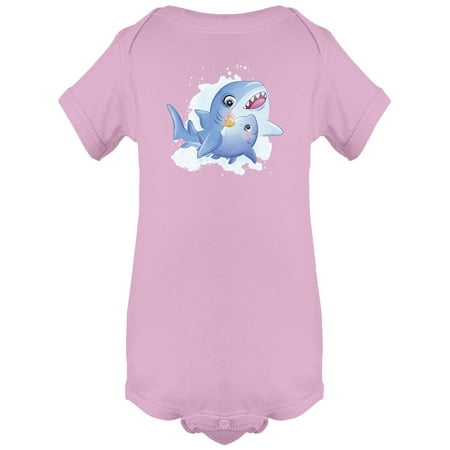 Cute Shark Mother And Baby Bodysuit Infant -Image by Shutterstock 6 Months