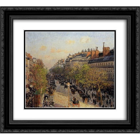 Camille Pissarro 2x Matted 22x20 Black Ornate Framed Art Print 'Boulevard Montmartre, Sunset'