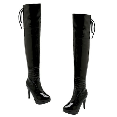 1 Pair Sexy Thigh-high Boots Stylish Side Zipper Female Boots High-heeled Boots