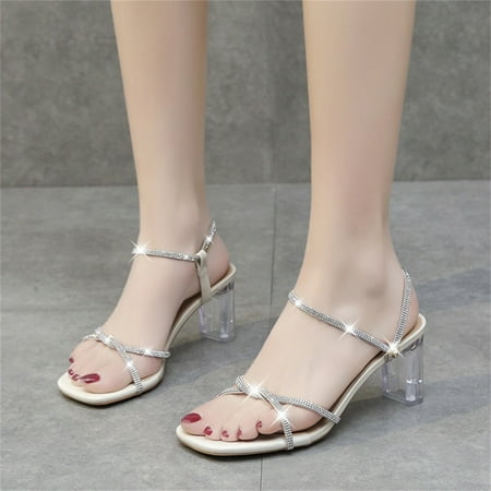 PhoneSoap Fashion Summer Women Sandals Thick High Heel Rhinestone Cross Strap Transparent Heel Beige
PhoneSoap Fashion Summer Women Sandals Thick High Heel Rhinestone Cross Strap Transparent Heel Beige