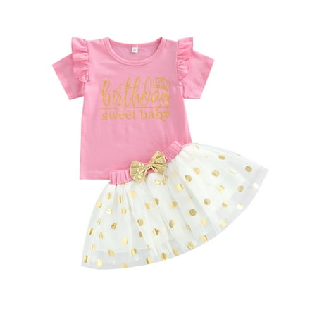 ZIYIXIN Toddler Girl Summer 2Pcs Outfit Clothes Birthday Ruffle Sleeve Top and Golden Polka-dot Tulle Tutu Skirt Set Rose Red 2-3 Years
ZIYIXIN Toddler Girl Summer 2Pcs Outfit Clothes Birthday Ruffle Sleeve Top and Golden Polka-dot Tulle Tutu Skirt Set Rose Red 2-3 Years