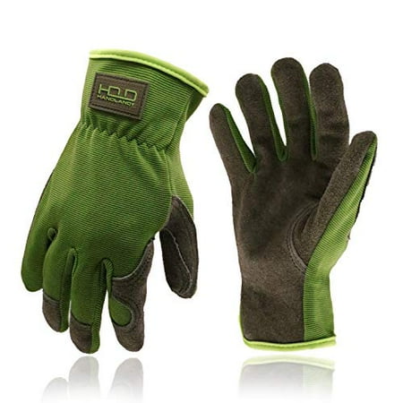 Men Women Leather Gardening Gloves Utility Work Gloves for Mechanics Construction Driver Dexterity Breathable Design (Large)