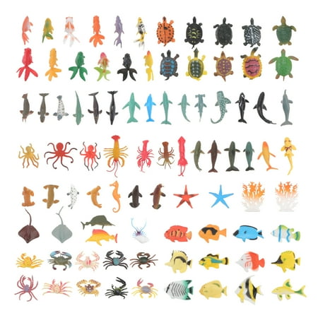 NUOLUX 88pcs Kids Mini Sea Animal Toys Set Plastic Similation Ocean Animals Figures Model Toys