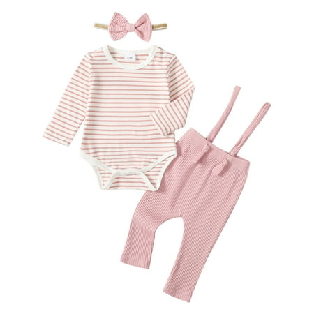 WESIDOM Newborn Baby Girls Clothes 0-18M Infant Overalls Outfit Stripe Headband Romper Pant 3pcs Set
WESIDOM Newborn Baby Girls Clothes 0-18M Infant Overalls Outfit Stripe Headband Romper Pant 3pcs Set
