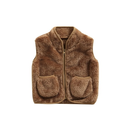 Canrulo Toddler Infant Kids Girls Boys Sleeveless Plush Vest Coats Outfits Solid Color V-neck Zipper Outerwear Brown 12-18 Months
Canrulo Toddler Infant Kids Girls Boys Sleeveless Plush Vest Coats Outfits Solid Color V-neck Zipper Outerwear Brown 12-18 Months
