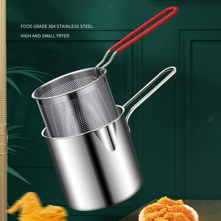 Stainless Steel Deep Fryer Pot Universal Small Basket Pan Fry Shrimp Fries