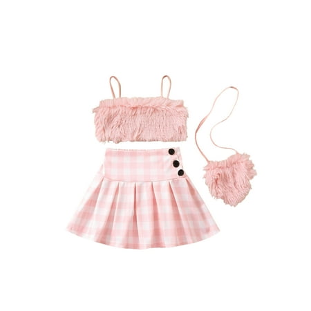 Tregren Toddler Kids Girl Summer Outfit Casual Plush Sleeveless Camisole Elastic Plaid Pleated Skirt Crossbody Bag Set
Tregren Toddler Kids Girl Summer Outfit Casual Plush Sleeveless Camisole Elastic Plaid Pleated Skirt Crossbody Bag Set