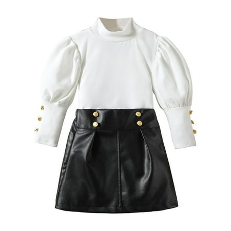 Odeerbi Girls Leather Skirt Turtleneck Top Set Toddler Girls Clothes New High Neck Bubble Long Sleeve Buttons Top And Leather Skirt 2024 Fashion Two-piece Suit Black 5-6 Years
Odeerbi Girls Leather Skirt Turtleneck Top Set Toddler Girls Clothes New High Neck Bubble Long Sleeve Buttons Top And Leather Skirt 2024 Fashion Two-piece Suit Black 5-6 Years