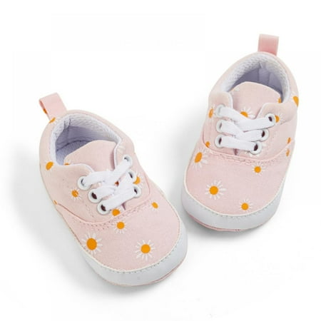 Synpos Baby Girls Canvas Shoes Infant Casual Sneakers Newborn Crib Shoe for First Walkers 0-18 Months