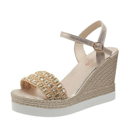 TUOBARR Wedge Sandals Women s Open Toe Casual Shoes Rhinestone Comfortable Platform Wedge Sandals Shoes Gold
TUOBARR Wedge Sandals Women s Open Toe Casual Shoes Rhinestone Comfortable Platform Wedge Sandals Shoes Gold
