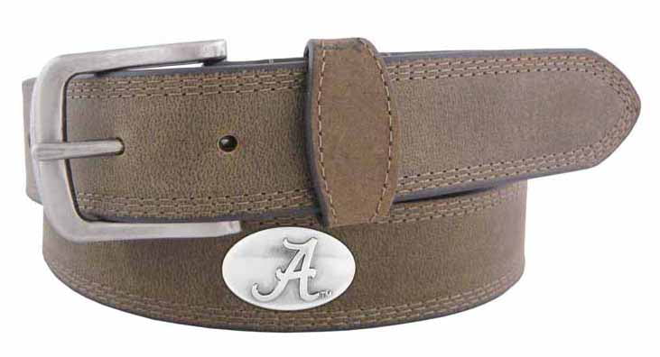 Medium ZEP-PRO Alabama Crimson Tide Brown Leather Concho Dog Collar