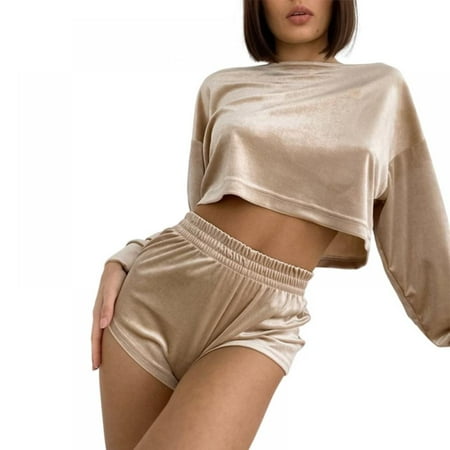 Women Warm Pajamas Set Long Sleeve Round Neck Top with Shorts Lady Spring Fall Winter Velvet Warm Homewear
Women Warm Pajamas Set Long Sleeve Round Neck Top with Shorts Lady Spring Fall Winter Velvet Warm Homewear