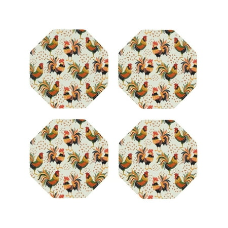 Fuzoiu Colorful Roosters Print Leather Coasters Set Drink Coasters Set of 4 for Tabletop Protection Durable PVC Coasters Home Décor and Housewarming Gift-Octagon
Fuzoiu Colorful Roosters Print Leather Coasters Set Drink Coasters Set of 4 for Tabletop Protection Durable PVC Coasters Home Décor and Housewarming Gift-Octagon