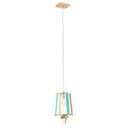 Varaluz - Posh Tall Mini Pendant - Aqua/Gold Leaf