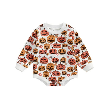 Toddler Baby Boys Girl Halloween Sweatshirt Romper Pumpkin Print Long Sleeve Round Neck Loose Crotch Button Pullover
Toddler Baby Boys Girl Halloween Sweatshirt Romper Pumpkin Print Long Sleeve Round Neck Loose Crotch Button Pullover