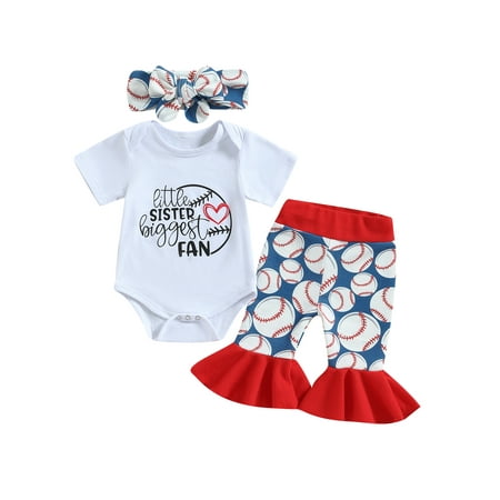 3Pcs Newborn Baby Girl Clothes Little Sister Biggest Fan Onesie Baseball Flared Pants Bell Bottom Summer Outfit
3Pcs Newborn Baby Girl Clothes Little Sister Biggest Fan Onesie Baseball Flared Pants Bell Bottom Summer Outfit