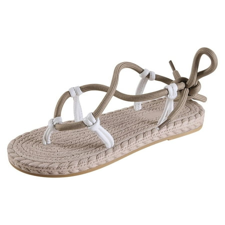 Womens Rope Sandals Beach Seaside Travel Shoes Bohemian Open Clip Toe Ankle Strappy Walking Shoes Non Slip
Womens Rope Sandals Beach Seaside Travel Shoes Bohemian Open Clip Toe Ankle Strappy Walking Shoes Non Slip
