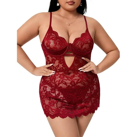 Plus Size Women Sexy Lingerie Lace Nighdress Pajamas Nightgown Suspenders Dress 
Plus Size Women Sexy Lingerie Lace Nighdress Pajamas Nightgown Suspenders Dress