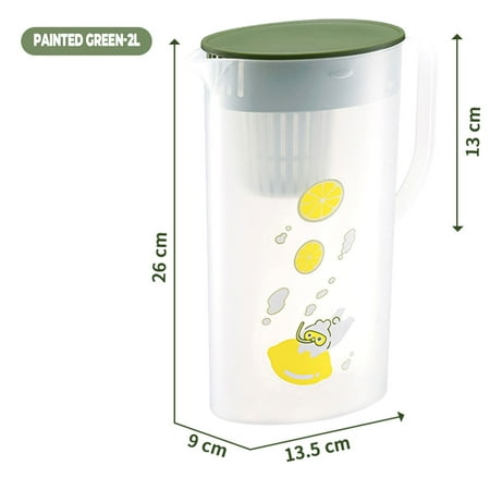 Plastic Pitcher Tea Pot with Lid for Hot Cold Water Double Filtration Jug