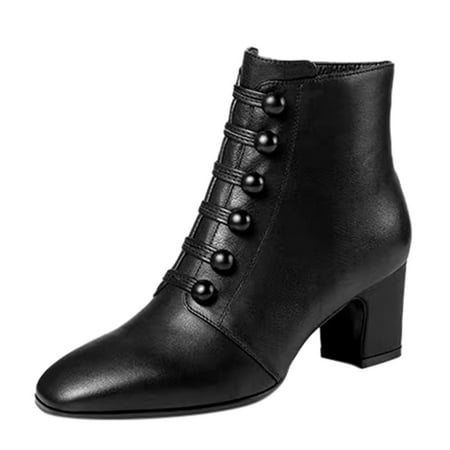 Puntoco Women S Winter Boots Clearance Women S Button Ankle Round Toe Zipper Bare Boots Square Heel Short Booties Black
Puntoco Women S Winter Boots Clearance Women S Button Ankle Round Toe Zipper Bare Boots Square Heel Short Booties Black