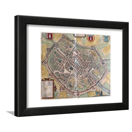 Map of Tournai from Civitates Orbis Terrarum Framed Print Wall Art