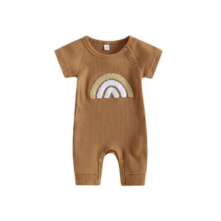 Shuttle tree Infant Baby Girls Boys Romper Rainbow Print Short Sleeve Crew Neck Snap Closure Jumpsuits Summer Newborn Waffle Bodysuits
Shuttle tree Infant Baby Girls Boys Romper Rainbow Print Short Sleeve Crew Neck Snap Closure Jumpsuits Summer Newborn Waffle Bodysuits