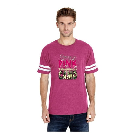 Pretty in Pink Dangerous in Camo Men Football Fine Jersey Tee