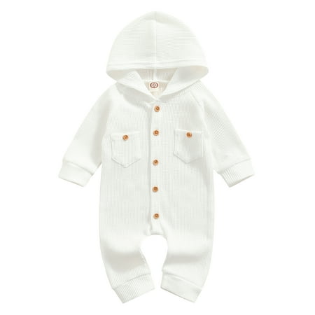 Frobukio Newborn Baby Girls Boys Waffle Plaid Hooded Jumpsuit Casual Solid Long Sleeve Romper with Pockets White 18-24 Months
Frobukio Newborn Baby Girls Boys Waffle Plaid Hooded Jumpsuit Casual Solid Long Sleeve Romper with Pockets White 18-24 Months