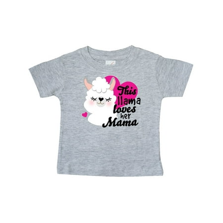 Inktastic Valentines Day This Llama Loves Her Mama Gift Baby Girl T-Shirt
