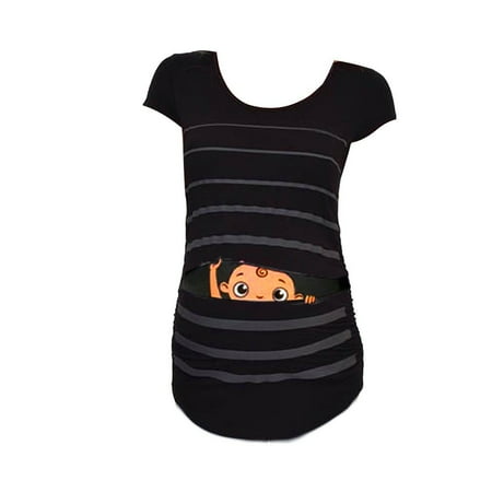 CaComMARK PI Maternity/Nursing Clothing Clearance Cute Baby Print Striped Short Sleeve T-shirt Pregnant Tops Black
CaComMARK PI Maternity/Nursing Clothing Clearance Cute Baby Print Striped Short Sleeve T-shirt Pregnant Tops Black