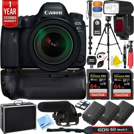 Canon EOS 6D Mark II 26.2MP Full-Frame DSLR Camera w/ EF 16-35mm f/2.8L III USM Lens Pro Memory Triple Battery & Grip SLR Video Recording Bundle - Newly Released 2018 Beach Camera
