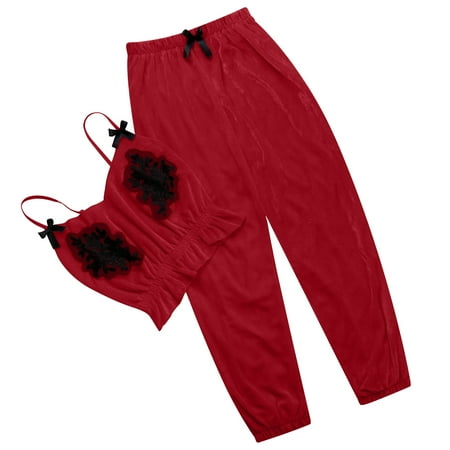 YWDJ Pajamas for Women Women V-Neck Velvet Stain Pajamas Bowknot Trousers Long Suit Red L
YWDJ Pajamas for Women Women V-Neck Velvet Stain Pajamas Bowknot Trousers Long Suit Red L