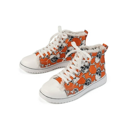Woobling Womens Flats Lace Up Canvas Sneakers Halloween Casual Shoes Women Walking Shoe Floral High Top Breathable Orange 5
Woobling Womens Flats Lace Up Canvas Sneakers Halloween Casual Shoes Women Walking Shoe Floral High Top Breathable Orange 5
