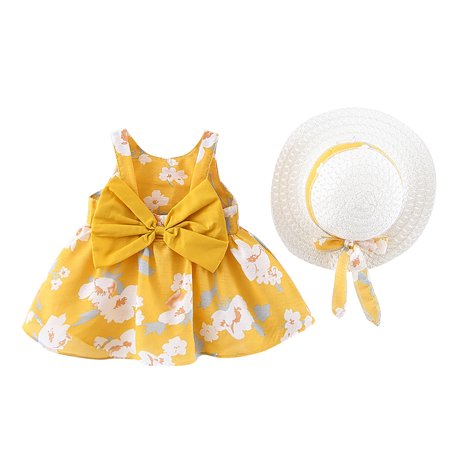 DNDKILG Infant Baby Girls Bow Sleeveless Dresses Summer Floral Dress Sundress Yellow 0-24M 90/10
DNDKILG Infant Baby Girls Bow Sleeveless Dresses Summer Floral Dress Sundress Yellow 0-24M 90/10
