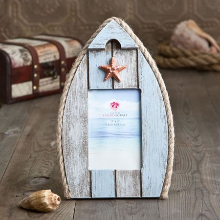 4 glorious boat-shaped frame with star fish and rope 2 1/2 x 3 1/2