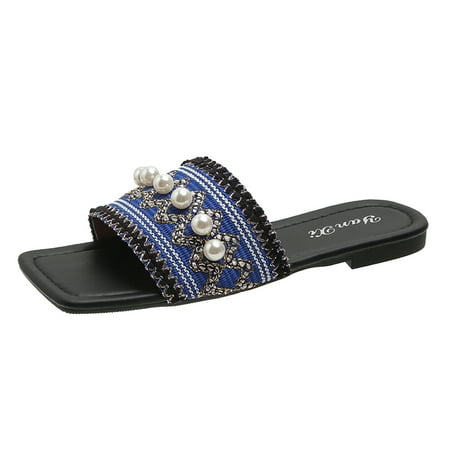 nsendm Female Shoes Adult Bears Slippers for Women Style Cloth Face Pearl Decoration Square Head Flat Slippers for Women and Men Quick Drying Blue 9
nsendm Female Shoes Adult Bears Slippers for Women Style Cloth Face Pearl Decoration Square Head Flat Slippers for Women and Men Quick Drying Blue 9