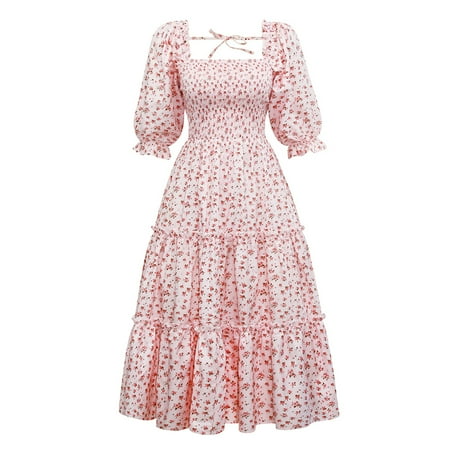 Women s Floral Dresses Backless Swing Dress Short-Sleeve Round-Neck Long Dress Casual Clothes Fashion Pleated Skirt for Women Lady M 6
Women s Floral Dresses Backless Swing Dress Short-Sleeve Round-Neck Long Dress Casual Clothes Fashion Pleated Skirt for Women Lady M 6