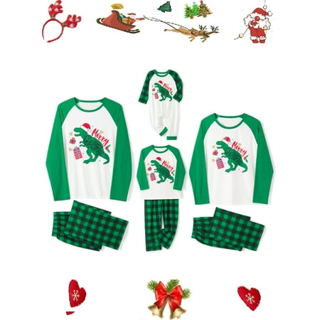 Family Matching Christmas Pajamas Cartoon Dinosaur Print Long Sleeve Tops + Elastic Waist Plaid Pattern Trousers Homewear Outfits
Family Matching Christmas Pajamas Cartoon Dinosaur Print Long Sleeve Tops + Elastic Waist Plaid Pattern Trousers Homewear Outfits