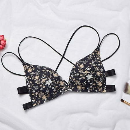 Clearance Sale Women Back Beauty Floral Print Bra Front Closure Wire Free Fashion Bra Padded