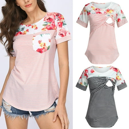 Tejiojio Maternity/Labor/Nursing Clothing Clearance Women Maternity Short Sleeve Floral Stripe Nursing T-shirt Top For Breastfeeding
Tejiojio Maternity/Labor/Nursing Clothing Clearance Women Maternity Short Sleeve Floral Stripe Nursing T-shirt Top For Breastfeeding